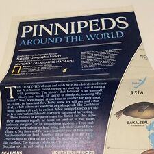 Vintage 1987 National Geographic Pinnipeds 2 Sided Antarctica World Map Seals picture