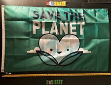 Save Earth Flag FREE USA SHIP Save The Planet Earth Heart Renewable USA Sign 3x5 picture