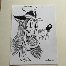 Big Bad Wolf Classic Cartoon Pop Surrealism Original Art drawing By Frank Forte picture