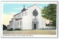 c1920's Sacred Heart Catholic Church Building Cross Dodge City Kansas Postcard picture