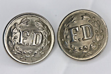 Pair of 2 FD Fire Department Uniform Buttons Waterbury Co's Inc Conn CT Silver picture