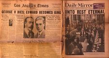 King George V Dies United Kingdom Daily Mirror LA Times 1936 Newspapers England picture