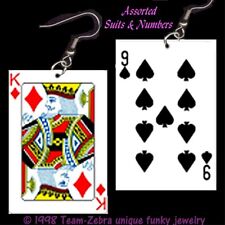 Funky Novelty Blackjack PLAYING CARDS EARRINGS Poker Game Casino Costume Jewelry picture