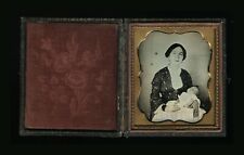 Amazing Post Mortem Daguerreotype Emotional Crying Mother Wearing Mourning Bands picture
