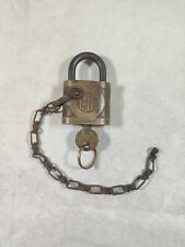 Vtg Heavy Duty Brass Yale Lock With Key. WORKS picture