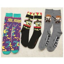 Lot of 3 Adult Pairs Socks Star Wars Sponge Bob Looney Tunes Bugs Bunny Taz A8 picture