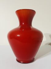 Vintage Retro Red Cased Art Glass Vase picture
