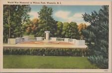 Postcard World War Memorial Wilcox Park Westerly RI Rhode Island  picture