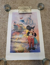 Vtg Tokyo Disneyland Mickey 2843/3300 Lithograph Signed 5th Happiness Disney COA picture
