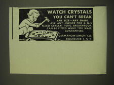 1946 Germanow-Simon Watch Crystals Ad - Watch Crystals you can't break picture