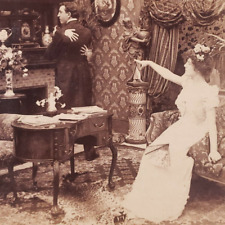 Man Caught Cheating With French Cook Stereoview 1900 Maid Discovered Wife J406 picture