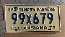 Louisiana 1972 1973 license plate 99 X 679 YOM DMV excellent original 8119 picture