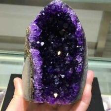 Amethyst Crystal Geode Uruguayan Purple Free Standing Quartz Gift 1PC picture