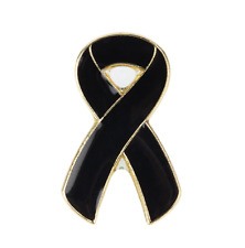 Black Ribbon Enamel Lapel Pin Badge Brooch Funeral Grief Mourning Loss Memorial picture