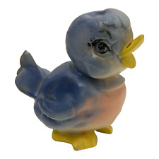 Vintage Blue Bird Anthropomorphic Figurine Ceramic Pink Yellow Homemade picture