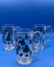 3-Vintage Braum’s Dairy Stores “Frost Before Serving”Clear Glass Advertising Mug picture