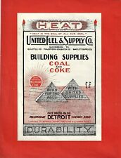 Detroit c1910~HEAT~Antique Advertising~United Fuel & Supply~Coal & Coke~2-Sided picture