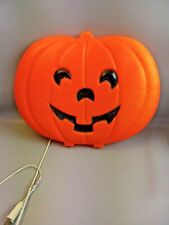 L👀K Vintage Lighted Pumpkin Jack O Lantern Blow Mold Flat - Works picture