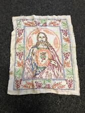 Vintage Sacred Heart  Embroidered Pure Linen Piece 14