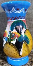 Vintage Mexican Folk Art Pottery Storyteller Vase Handmade Handpainted Colorful picture