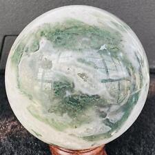 Natural Geode Aquatic Plant Water Grass Moss Agate Crystal Sphere Reiki 0.93LB picture