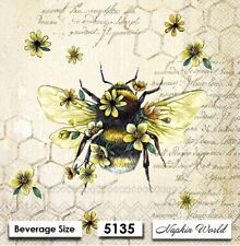 (5135) TWO Paper BEVERAGE / COCKTAIL Decoupage Art Craft Napkins - QUEEN BEE picture