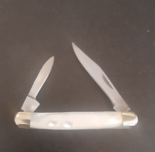 Hen & Rooster Pen Pocket Knife Steel Blades Salt Water Mother of Pearl Handle picture