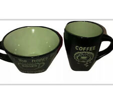 Amici Soup’s On Soup And  Coffee Mug Black And Green picture