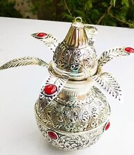 German silver antique peacock feather carving Mangal Kalash set/ lota for puja picture