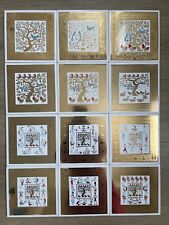 Vintage Berggren Swedish 12 Days Of Christmas Trivet Tiles Set Of 12 with Cards picture