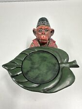 monkey with leaf candle holder vintage metal 5.5 Inches Tall picture