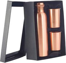 Plain Copper Water Bottle With 2 Glasses For Ayurveda Health Benefits (3 Pieces) picture