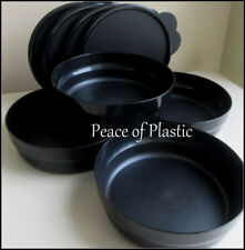 Tupperware NEW Impressions Black Microwavable Cereal Bowls with Seals Set of 4 picture
