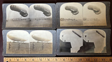 4 WWI Stereoview Rare Stereoscope Cards, Zeppelin, Dirigible Photos, Good Cond. picture
