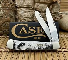 Case XX USA Awesome White Pearl BASS Fish Stainless Trapper Pocket Knife picture