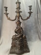 Huge Maitland Smith Bronze Candleabra with “koi “Fish sculpture  26” Tall picture