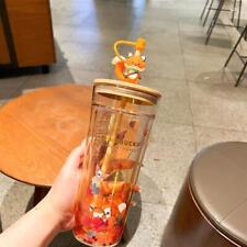 Starbucks Autumn fox Cute Rabbit Maple Leaf Cup Tumbler Straw Double Glass Set picture
