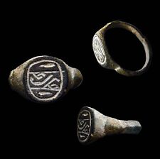 RR Certified Authentic Judaea Ancient Aramaic Ring Artifact Greek Hebrew Letter picture