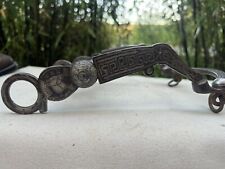 VINTAGE ANTIQUE HANDMADE FORGED IRON MEXICAN COWBOY HORSE BIT SILVER INLAID picture
