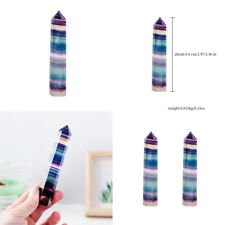 US 2-4Pc Natural Colorful Fluorite Quartz Crystal Stone Heal Hexagonal Rock Wand picture