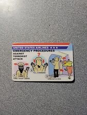 United States Airlines Emergency Procedures ID Card. Novelty. picture