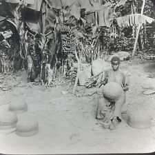 Vtg Magic Lantern Glass Slide Photo Keystone Congo Making Pottery Africa picture
