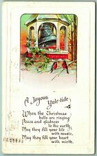Sparrows Church Bell A Joyous Yuletide Poem Embossed 1919 Christmas Postcard F7 picture