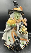 Vintage Fitz & Floyd Halloween Harvest Witch Candy Cookie Jar 9.25” picture