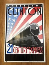 RARE 1996 Clinton/Gore Art Deco Train Campaign Poster  picture