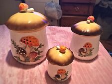 Vintage 1977 Sears & Roebuck Mushroom Ceramic Canister Set 6 Pcs Made In Japan picture