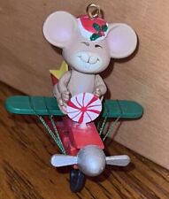 Enesco Christmas Ornament 1990 Festive Flight Mouse Airplane picture