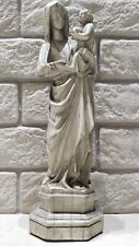 Antique Statue Virgin Mary Jesus child Art Madonna Hand Made Holly Land Stand picture