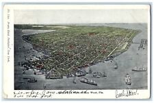 c1905 Birds Eye View Steamer Cruise Ship Sail Boat Key West Florida FL Postcard picture