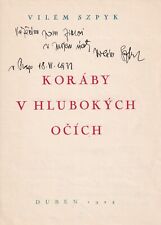 VILEM SZPYK Tragic Czech Poet & creator Poetic Photosynthesis signed title page picture